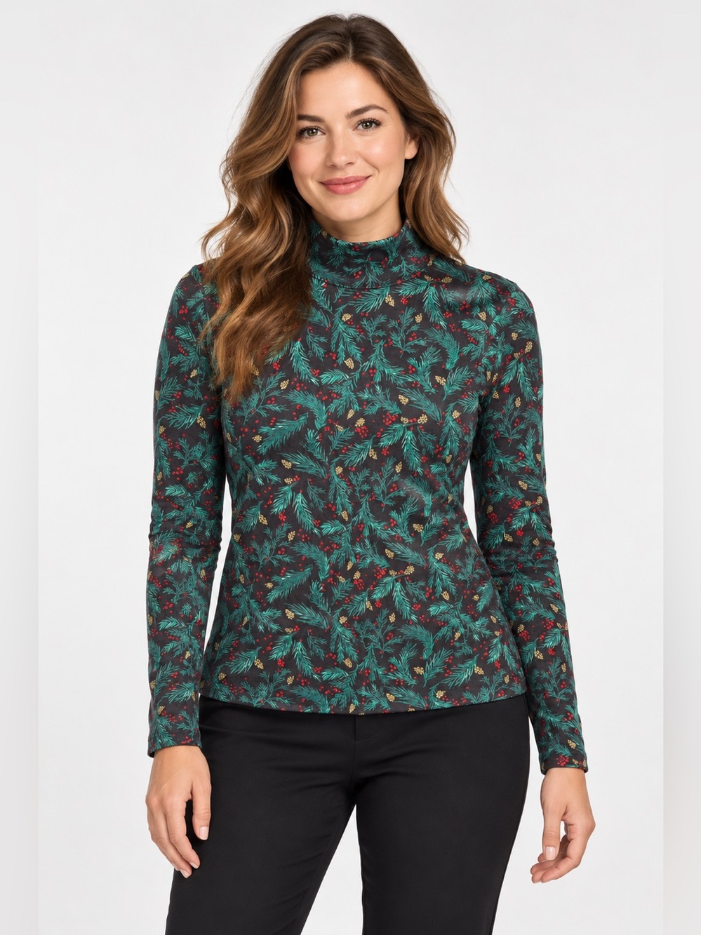 KAREN Scott Women’s Shirt Size M Holiday Christmas Holly NEW # H775